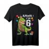 Kinder T-Rex Dinosaurier Shirt zum 6. Geburtstag - Perfektes Geschenk für Jungen, klassisch geschnitten, doppelt genähter Saum