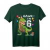 Kinder T-Rex Dinosaurier Shirt zum 6. Geburtstag - Perfektes Geschenk für Jungen, klassisch geschnitten, doppelt genähter Saum