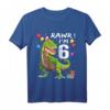 Kinder T-Rex Dinosaurier Shirt zum 6. Geburtstag - Perfektes Geschenk für Jungen, klassisch geschnitten, doppelt genähter Saum
