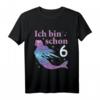 Kinder Ich Bin Schon 6 - Meerjungfrau Mädchen Geburtstag T-Shirt mit Sternen Motiv für 6 Jahre, Geburtstagsgeschenk für Meerjungfrauen-Fans