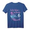 Kinder Ich Bin Schon 6 - Meerjungfrau Mädchen Geburtstag T-Shirt mit Sternen Motiv für 6 Jahre, Geburtstagsgeschenk für Meerjungfrauen-Fans
