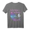 Kinder Ich Bin Schon 6 - Meerjungfrau Mädchen Geburtstag T-Shirt mit Sternen Motiv für 6 Jahre, Geburtstagsgeschenk für Meerjungfrauen-Fans