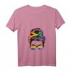 Damen Regenbogen Dutt Schwul Homo Outfit LGBT Gay Homosexualität T-Shirt mit V-Ausschnitt – Lustiges Pride & Equality Shirt für Lesben, Schwule & Queere