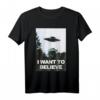 UFO, I Want To Believe T-Shirt – Originelles Alien- und Verschwörungstheorie-Geschenk für Science-Fiction-Fans zu Weihnachten, Geburtstag & Co.