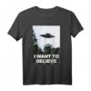 UFO, I Want To Believe T-Shirt – Originelles Alien- und Verschwörungstheorie-Geschenk für Science-Fiction-Fans zu Weihnachten, Geburtstag & Co.