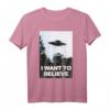 UFO, I Want To Believe T-Shirt – Originelles Alien- und Verschwörungstheorie-Geschenk für Science-Fiction-Fans zu Weihnachten, Geburtstag & Co.