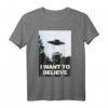 UFO, I Want To Believe T-Shirt – Originelles Alien- und Verschwörungstheorie-Geschenk für Science-Fiction-Fans zu Weihnachten, Geburtstag & Co.