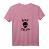 Damen Awesome Stay Weird Alien Face Glitch UFO T-Shirt mit V-Ausschnitt - Leichtes, Trendiges Sci-Fi Shirt für Frauen