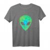Psychedelisches Alien Gesicht T-Shirt mit UFO-Motiv - Perfektes Geschenk für UFO-Liebhaber, Verschwörungstheoretiker und Astronomie-Fans