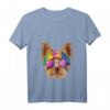 Damen Hippie Yorkshire Terrier Liebe Friedenszeichen T-Shirt im 70er Retro-Style mit V-Ausschnitt