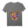Damen Hippie Yorkshire Terrier Liebe Friedenszeichen T-Shirt im 70er Retro-Style mit V-Ausschnitt