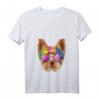 Damen Hippie Yorkshire Terrier Liebe Friedenszeichen T-Shirt im 70er Retro-Style mit V-Ausschnitt