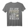 Ich liebe Pferde & hasse Menschen Reiterin T-Shirt – Lustiges Pferdeoutfit für Pferdemädchen & Pferdefreunde, ideales Geschenk für Stallbesuche & Ausritte