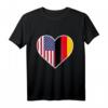 Deutsch Amerikanisches Herz T-Shirt - Stolz auf doppelte Herkunft, Flagge von Deutschland und USA, ideales Geschenk für Familien und Freunde