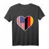 Deutsch Amerikanisches Herz T-Shirt - Stolz auf doppelte Herkunft, Flagge von Deutschland und USA, ideales Geschenk für Familien und Freunde
