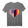 Deutsch Amerikanisches Herz T-Shirt - Stolz auf doppelte Herkunft, Flagge von Deutschland und USA, ideales Geschenk für Familien und Freunde